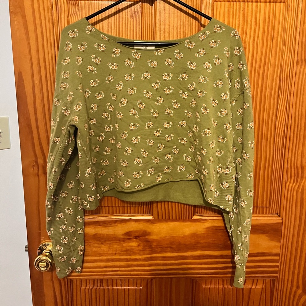 Green Floral Aerie Offline Sweater